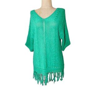 Chico's Size M Medium (1) Fringed Vneck Woven Knit Top